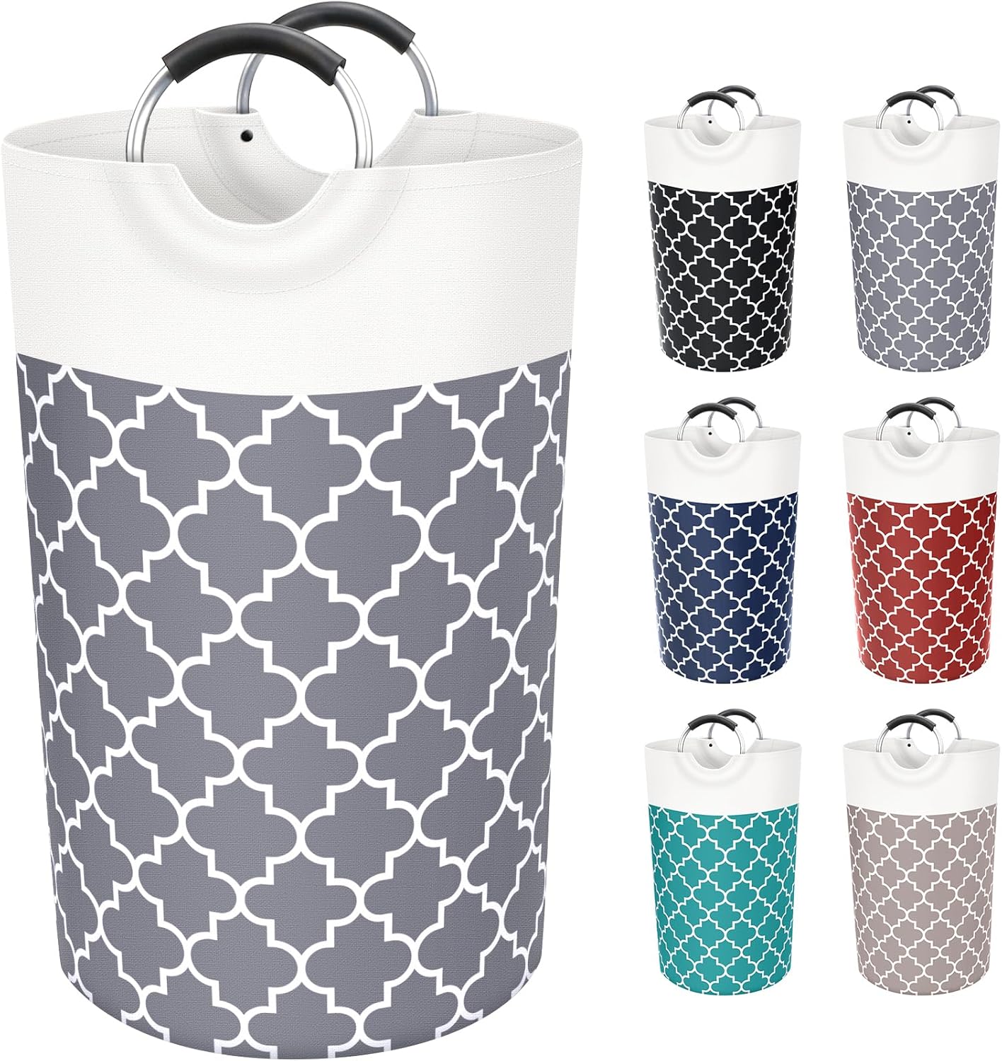 Large Laundry Basket Laundry Hamper Bag Washing Bin Clothes Bag Collapsible Tall With Handles Waterproof Travel Bathroom College Essentials Storage For College Dorm, Family (Grey)82L