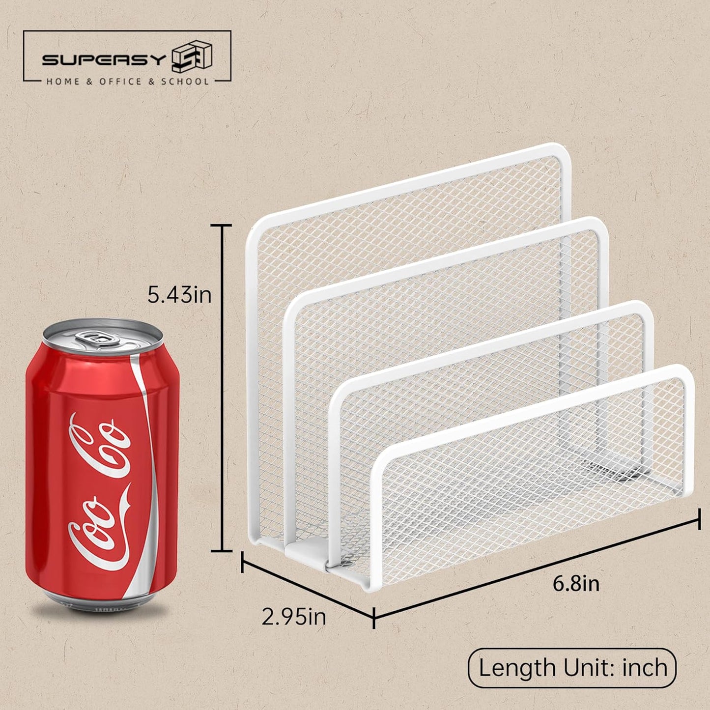 SUPEASY Mail Organizer for Desk, Mesh Metal Mail Holder Countertop with 3-Slot, Letter Sorter File Holder, Office Envelope Organizer for Mails (White)