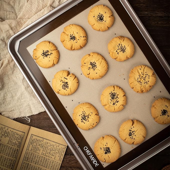 CHEFMADE 17-Inch Silicone Baking Mat with Measurements, Non-stick Heat Resistant Rolling Dough Mat, for Pastry,Pizza, Fondant and Pie Crust Making 11.7" x 16.7" (Brown)