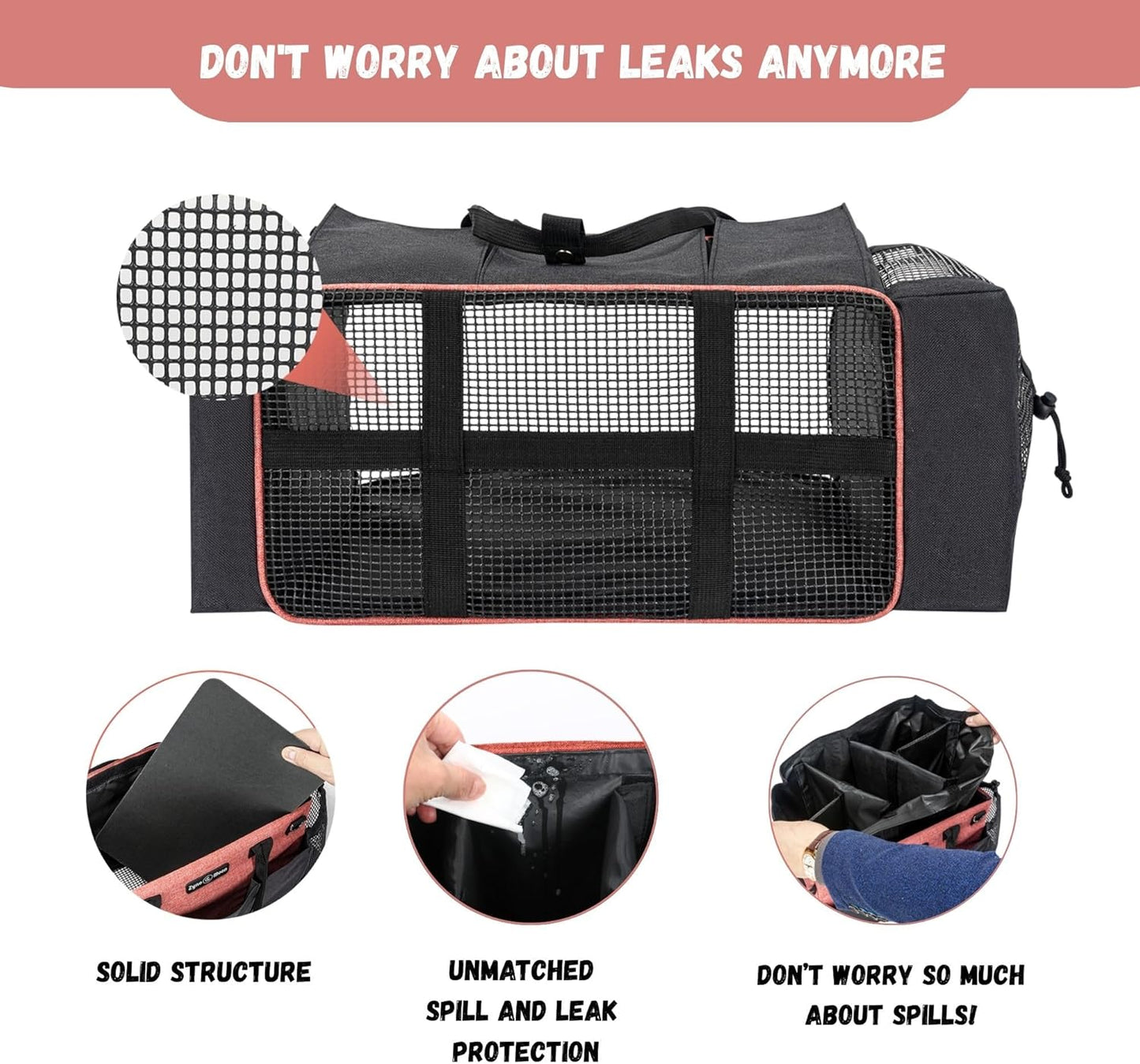 Wearable Cleaning Caddy – Portable Detailing Organizer with Spill-Proof Liner, Straps & Handles – Large Tote for Cleaning Pros, Auto Detailers, and Housekeepers – Red/Gray