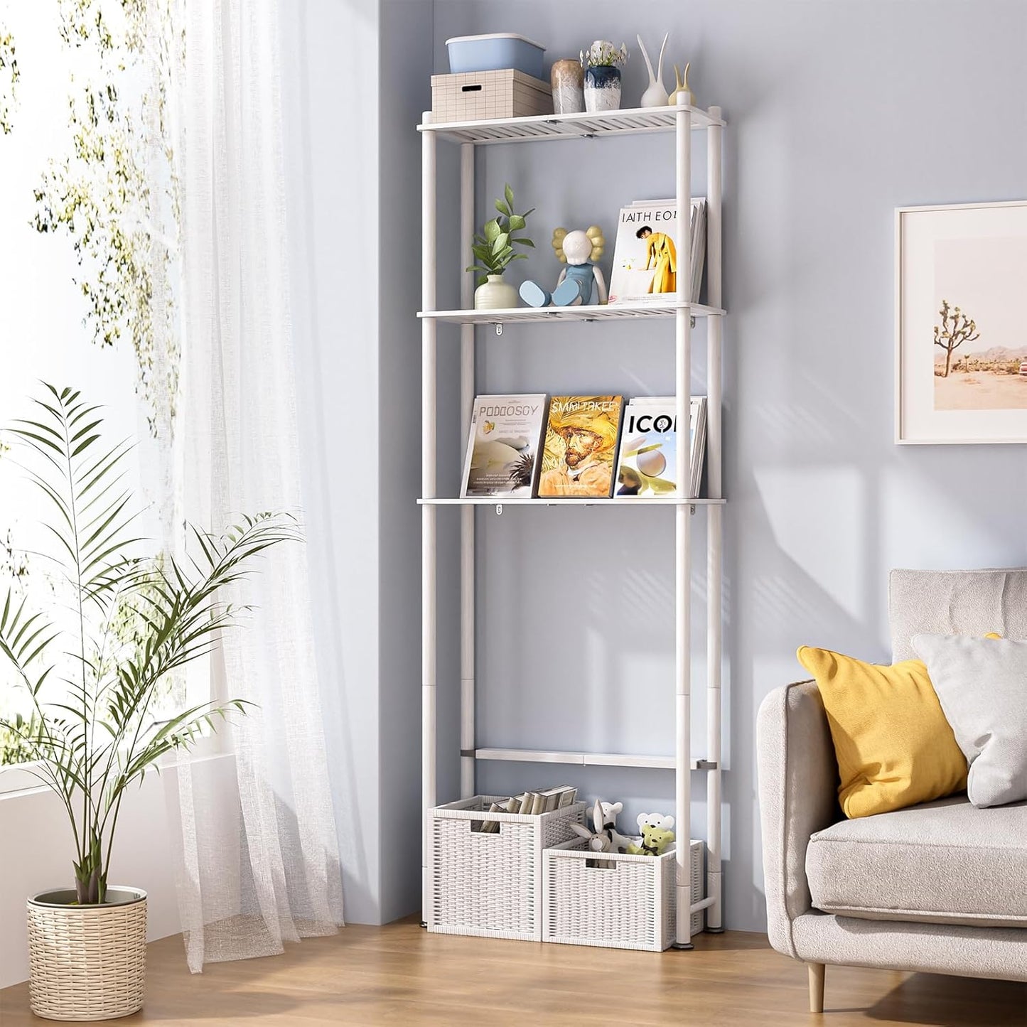 AmazerBath Bamboo Over The Toilet Storage Shelf, Over Toilet Bathroom Organizer Rack, 3-Tier Bathroom Shelves Over Toilet, Space Saver, White