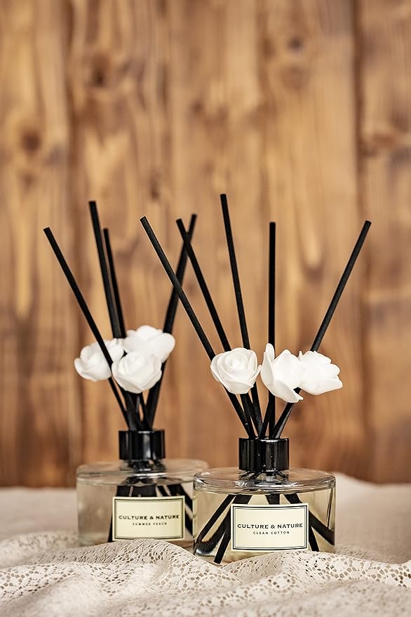 CULTURE & NATURE Reed Diffuser Set 6.7oz (200ml) Grapefruit Verbena Scented Diffuser with Sticks Home Fragrance Reed Diffuser for Bathroom Shelf Decor