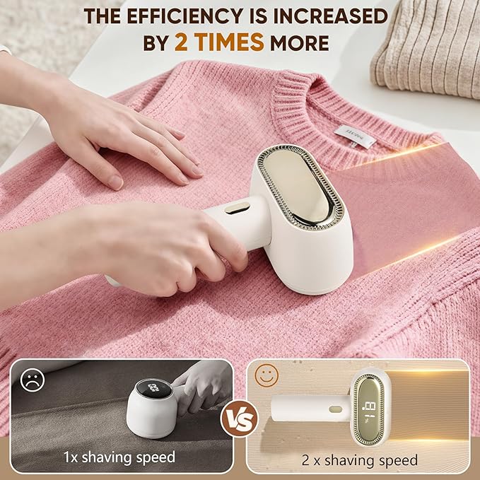 Dual-Head Lint Shaver, Electric Lint Remover, Lint Remover for Clothes, 6 Leaf Blades Defuzzer, Sweater Shavers to Remove Pilling, Electric Shaver for Clothes Couch Furniture, USB Rechargeable