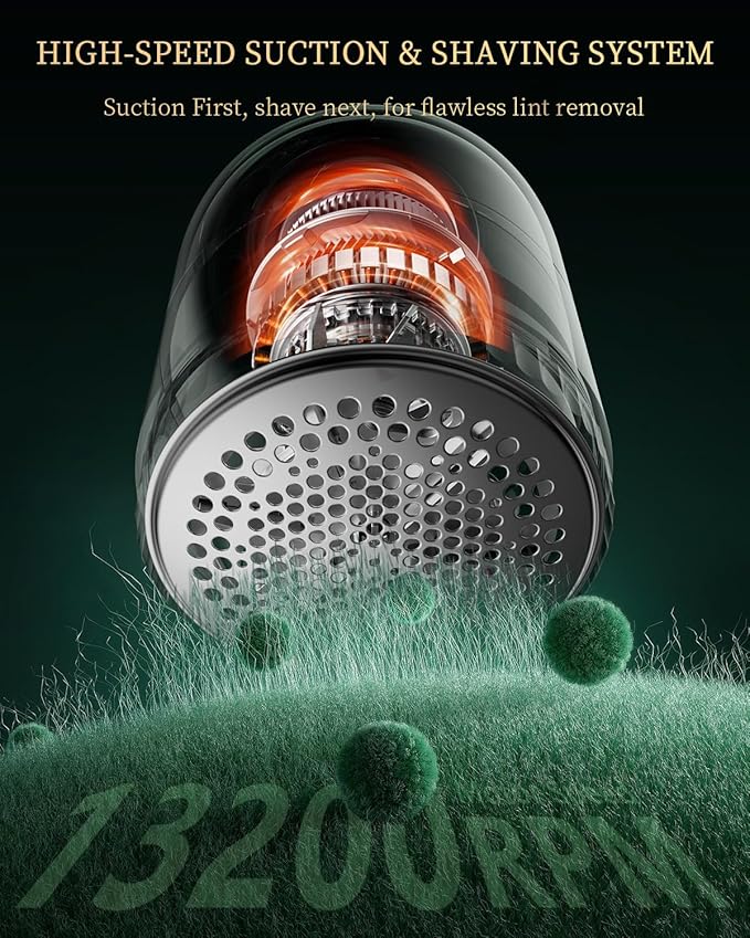 Fabric Shaver with Lint Brush, Large Lint Shaver with Digital Display, 3-Speeds Lint Remover with 6-Leaf Blades, Electric Sweater Shaver to Remove Pilling for Clothes, Furniture