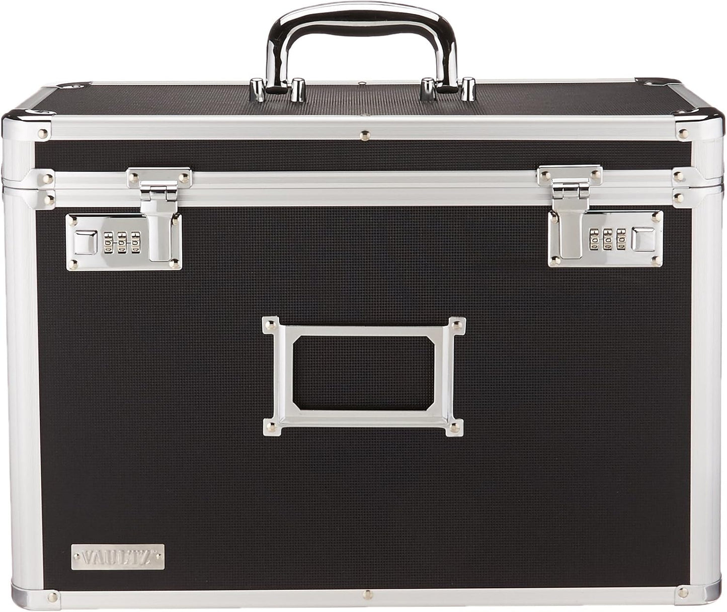 Vaultz File Organizer Storage Box - 14 x 7.25 x 12 Inch Legal Size, Portable Locking Storage Totes with Dual Combination Locks for Filing Office Documents - Black