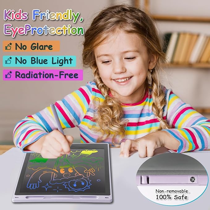 12 Inch LCD Writing Tablet - Colorful Electronic Drawing Pad & Doodle Board for Kids Ages 3-8, Erasable Educational Toy, Birthday and Christmas Gift for Girls and Boys (White)