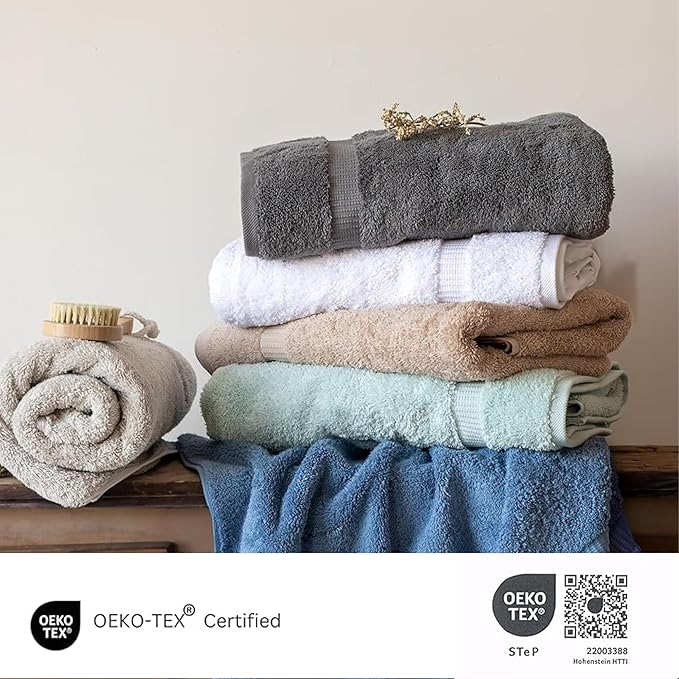 SALBAKOS 100% Turkish Cotton Bath Towel Set of 4 27x54 inch | Heirloom Quality | Hotel & Spa Collection | Soft, Absorbent, Long Lasting Bath Towels | Made in Turkey (Seafoam Green, 4 Bath Towels)