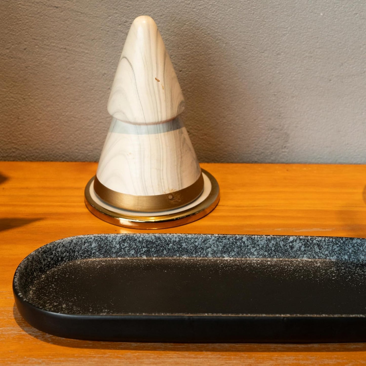 Large Ceramic Bathroom Vanity Tray, 10" Decorative Tray for Countertop, Soap Dispenser Tray for Kitchen Sink, Countertop Organizer for Jewelry, Cosmetics, Candles, Lotion and Perfume (Snow)