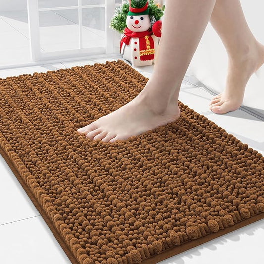 Arotive Luxury Chenille Bathroom Rug Mat, Extra Soft Thick Absorbent Shaggy Bath Rugs, Non-Slip Machine Wash Dry, Plush Bath Mats for Bathroom, Shower and Tub, 30x20, Ochre