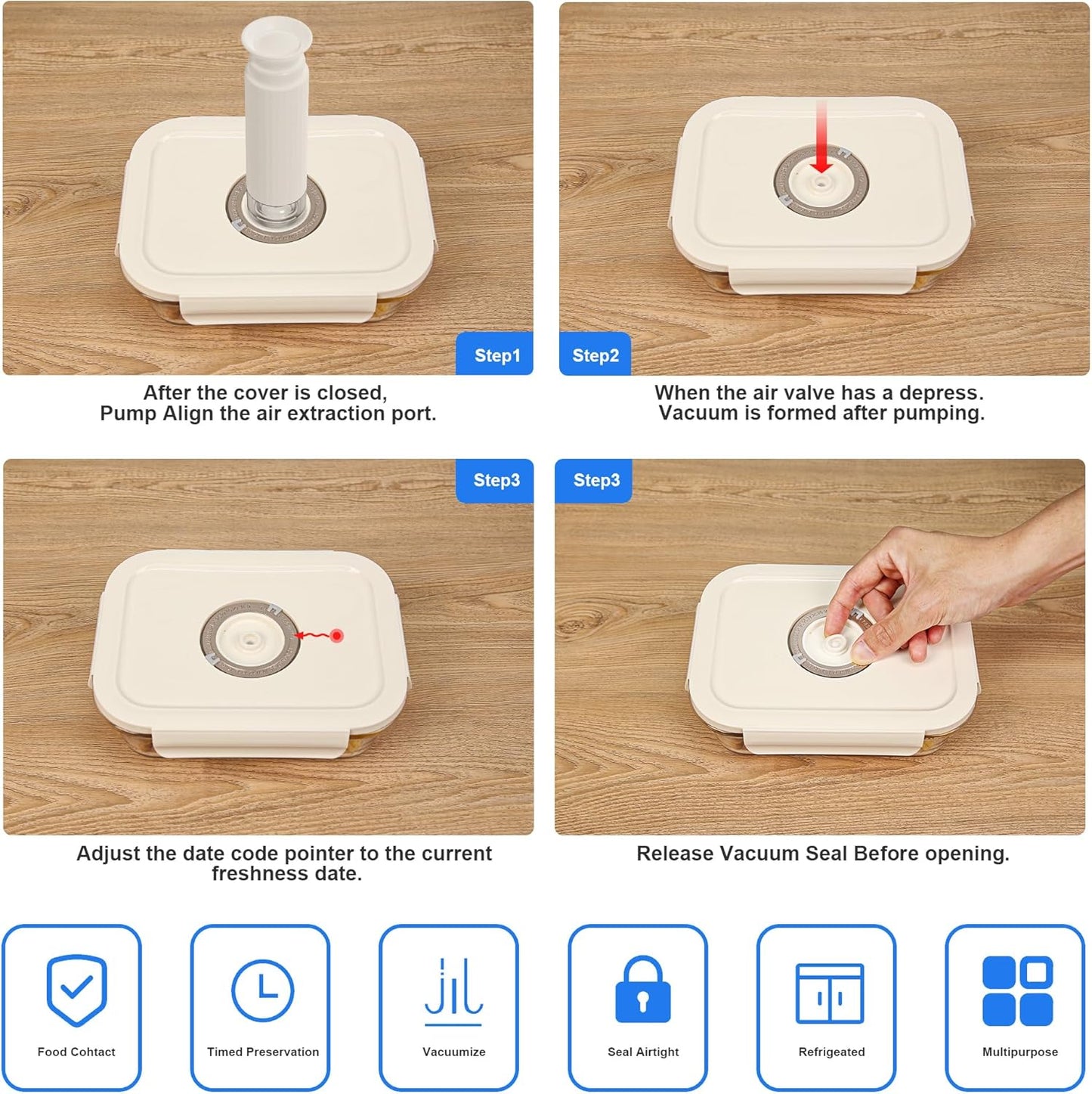 19 PCS Vacuum Sealer, Handheld Manual Vcuum Pump For Borosilicate Glass Vacuum Storage Containers [4PCS, 21Oz] & 10 PCS Vacuum Bags[8.5Cups], Meal Prep Containers, Airtight Food Storage Containers