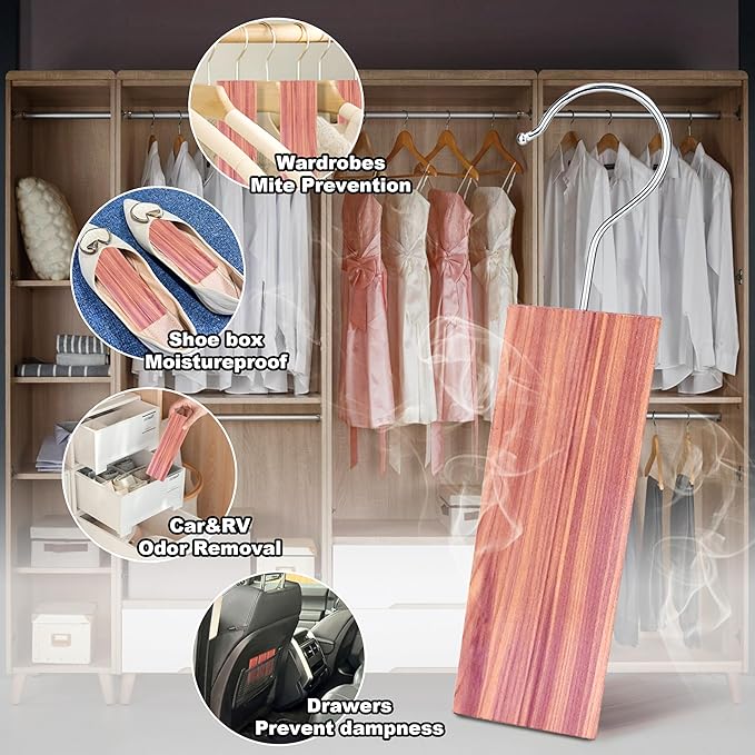 Cedar Space Cedar Blocks for Clothes Storage, 18 Pack Cedar Hang Ups, 100% Natural Cedar Wood for Closet Planks, Aromatic Red Ceder Blocks, Cedar Planks, Cedar Accessories for Closets Storage