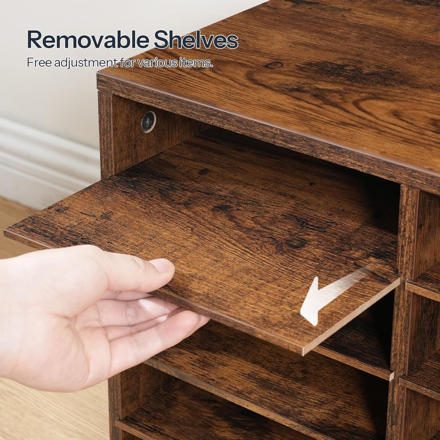 HOOBRO Literature Organizer, 36Compartments Wooden Mail Organizer, Countertop Literature Sorter with Adjustable Shelves for Home, Office, School, Student Mailbox for Classroom, Rustic Brown FG123WF01