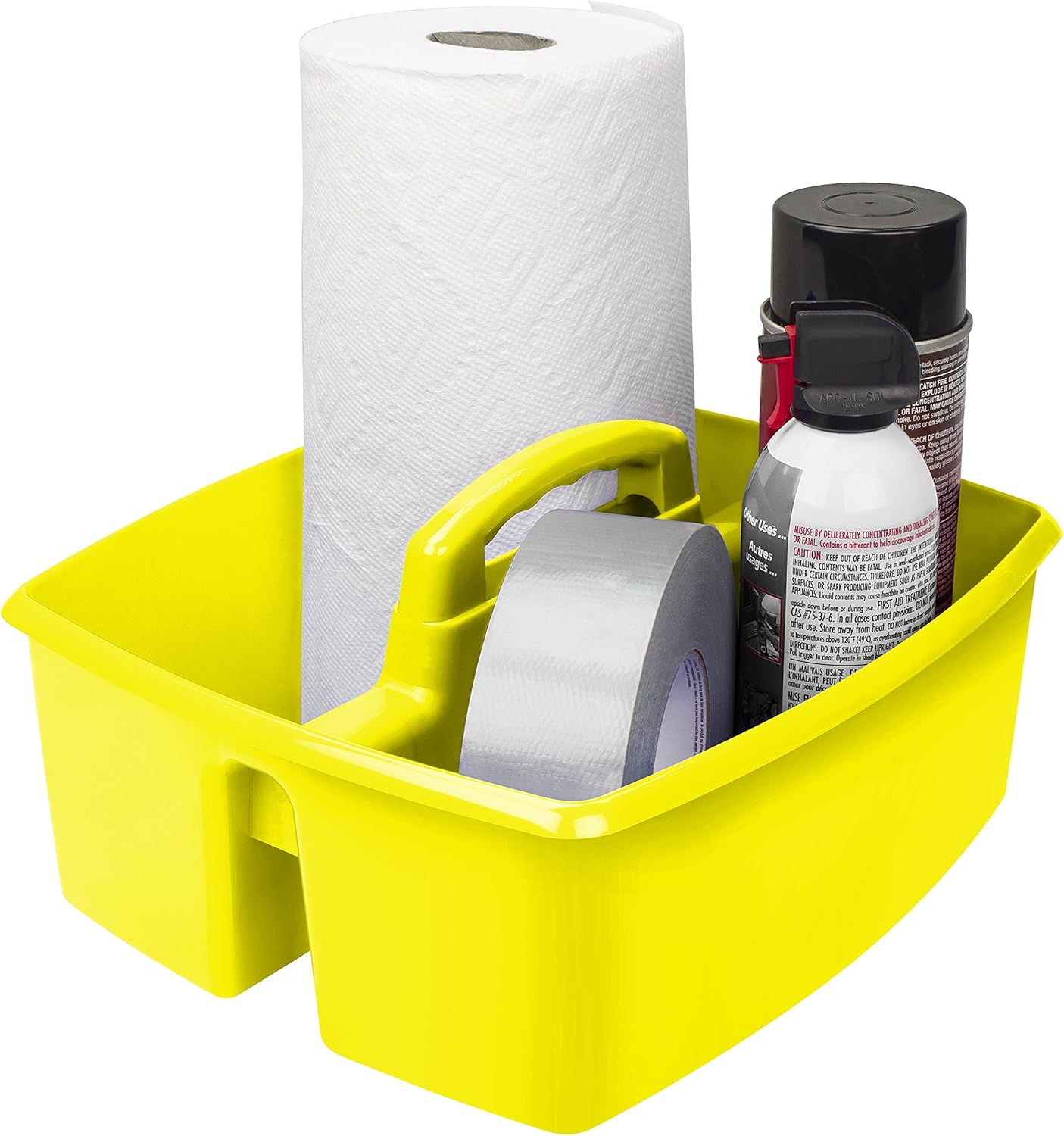 Storex 2-Compartment Large Caddy – Multipurpose Classroom Organizer with Handle, Yellow, 6-Pack (00957U06C)
