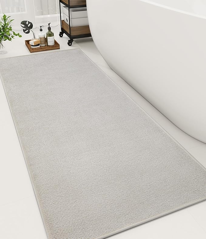 YIHOUSE Bathroom Rugs Mat 24x59, Non Slip Quick Dry Bath Mats for Bathroom Absorbent Ultra Thin Bath Rugs Machine Washable Fit Under Door for Sink, Cabinet, Laundry (Beige, 24"x59")