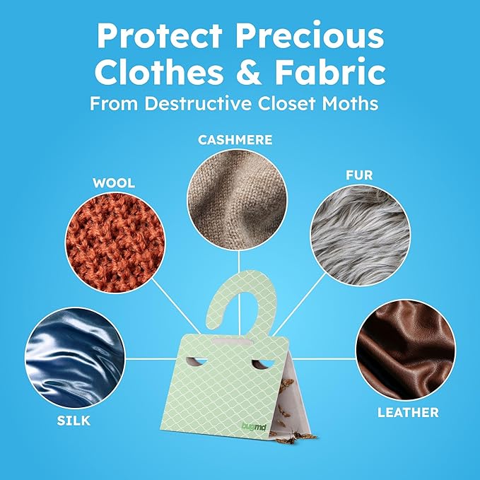 BugMD Clothes & Pantry Moth Traps (18 Count) – Sticky Glue Pheromone-Based Repellent for Closets, Cabinets & Wardrobes – Non-Toxic - Green