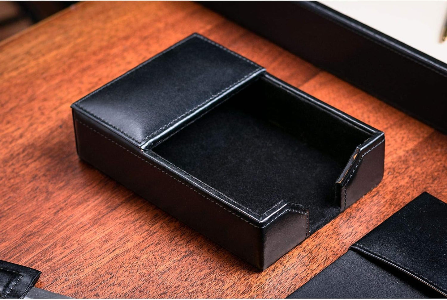 Dacasso Bonded Set Luxury Leather Desk Pad & Desk Organization Essentials, 9 Piece, Black