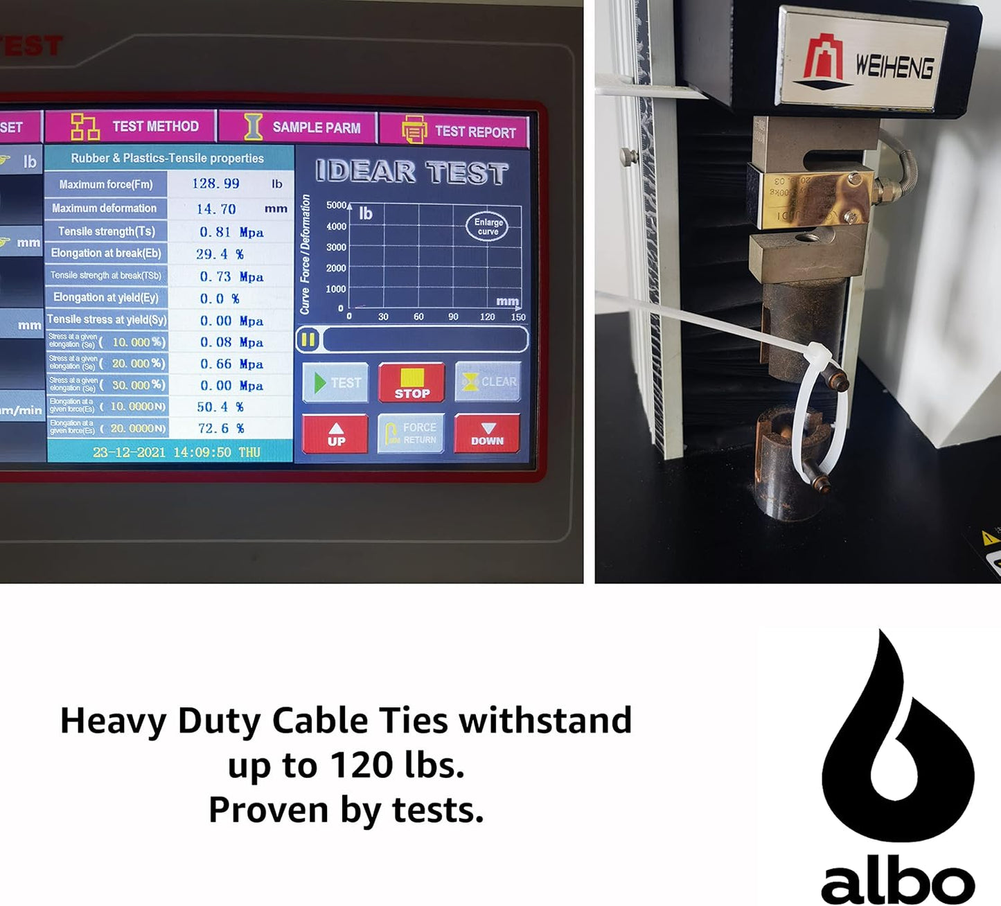 ALBO Black Zip Ties Heavy Duty 16 Inch Long 120lb - 100 Pack Plastic Cable Ties 0.3 Inch Thick UV Resistant Tie Wraps for Indoor and Outdoor Use