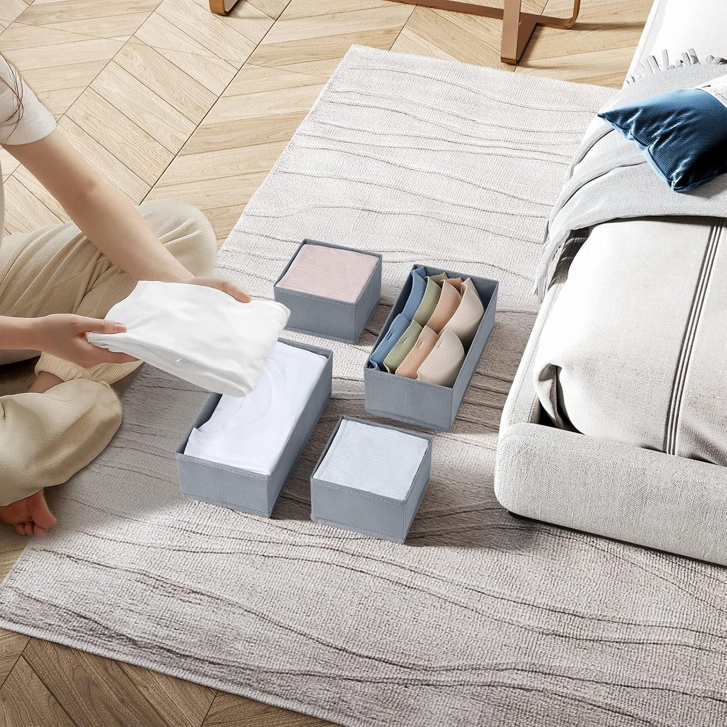 DIMJ drawer organizers for clothing, 16 Pack, Gray