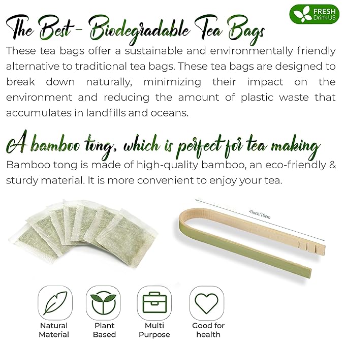 FreshDrinkUS, Premium 135 Papaya Leaf Tea Bags, 100% Natural & Pure from Papaya Leaves. Loose Leaf Herbal Tea. Made with Natural Material Tea Bags. No Sugar, No Caffeine, No Gluten, Vegan.