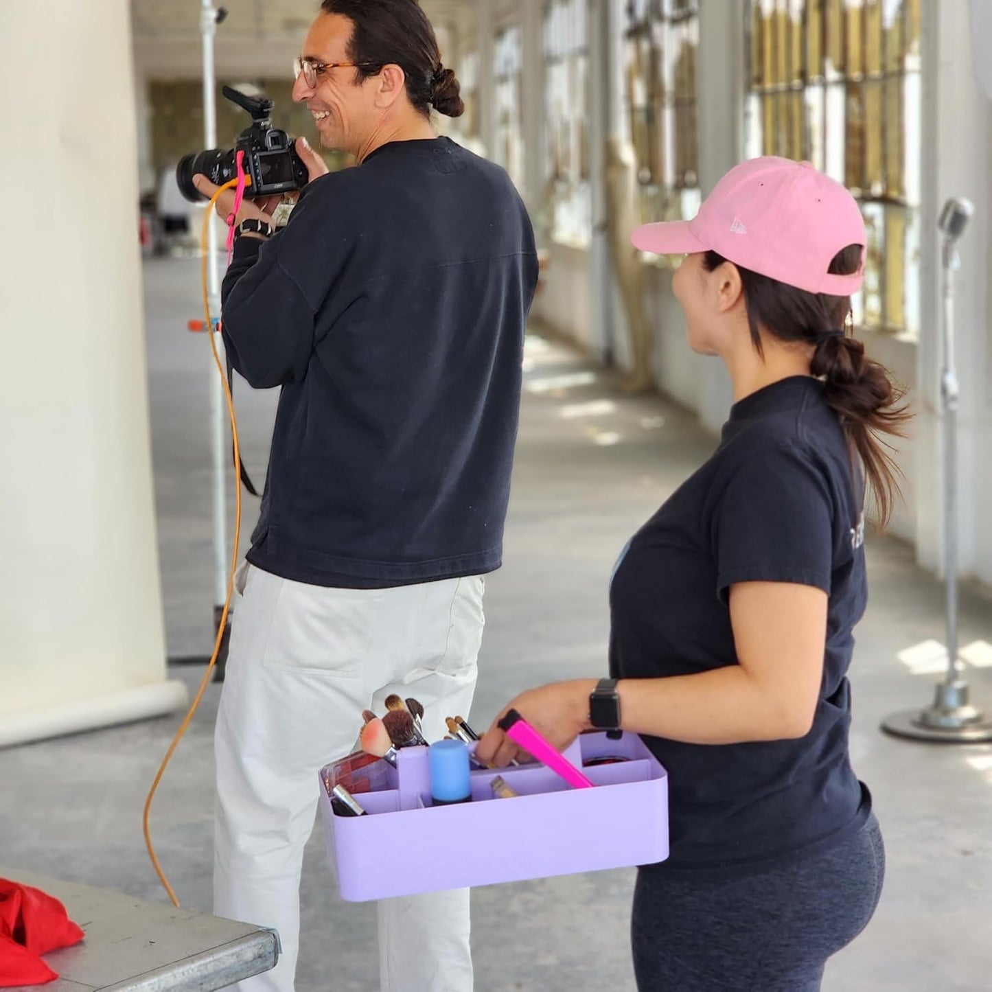 Portable Caddy - Stackable Plastic Caddy with Handle | Desk, Makeup, Dorm, Classroom Art Organizer (Made In Usa) (Lavender/Orion Gray)