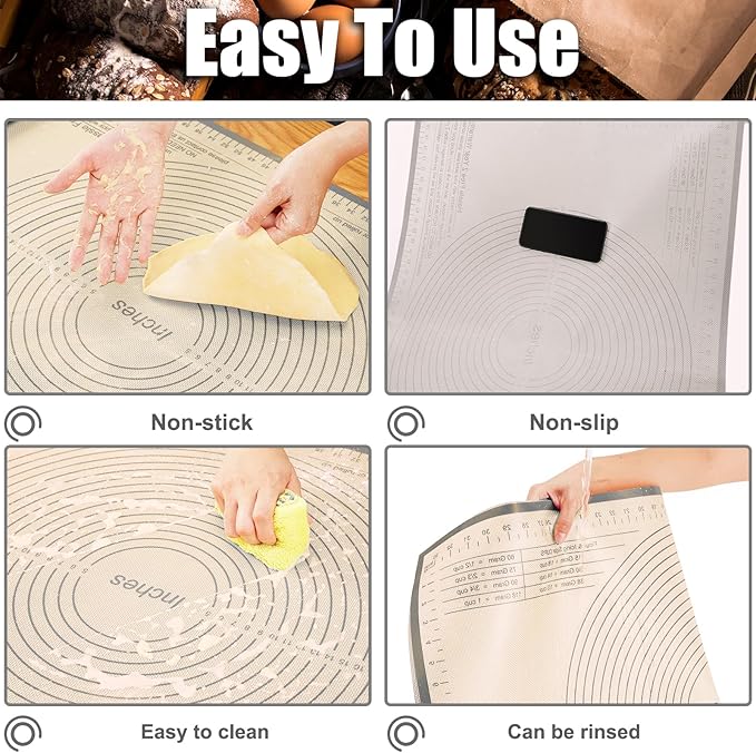 Silicone Pastry Mat 36x24 Inch - Nonstick Baking Mat Perfect for Dough, Pastry, Pie Crust, Fondant, Pasta/Pizza, Kitchen Counter