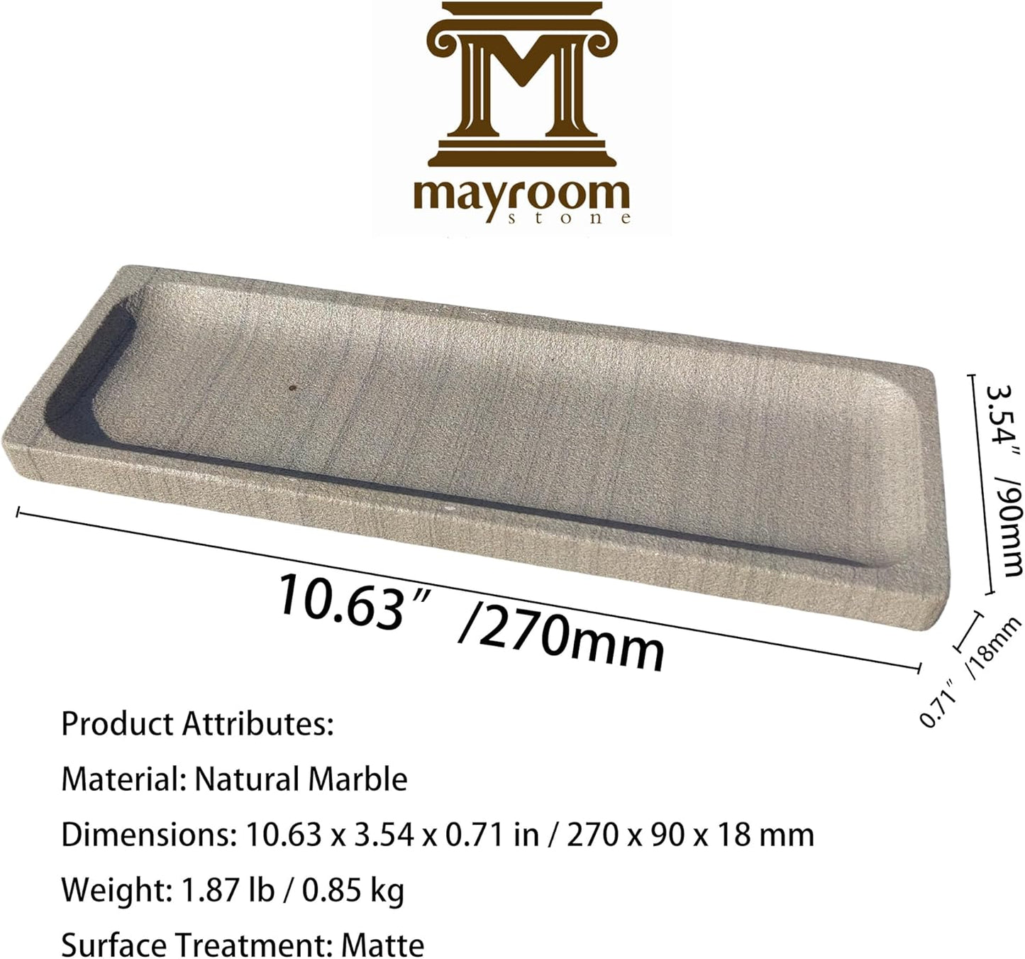 10.6" x 3.5" Sandstone Bathroom Vanity Tray: Organizer for Bathroom Kitchen Dresser Makeup Desk Entryway Decor, Green Wood Grain