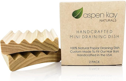 2 Pack Soap Dish, Draining Dish for Our Shampoo Bars & Conditioner Bars, 100% Natural Poplar Wood, No Chemical Varnish, Lacquer or Stain is Used, Handmade in The USA (Mini)
