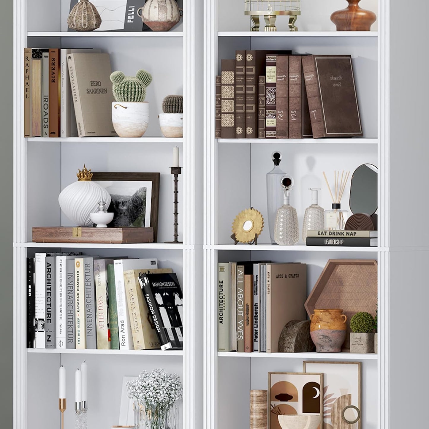 75" Tall Bookshelf, 6-Tier Floor Standing Bookcase with Adjustable Shelves, 24" Wide Open Storage Shelf, Modern Display Organizer for Home Office, Living Room, Bedroom, Study