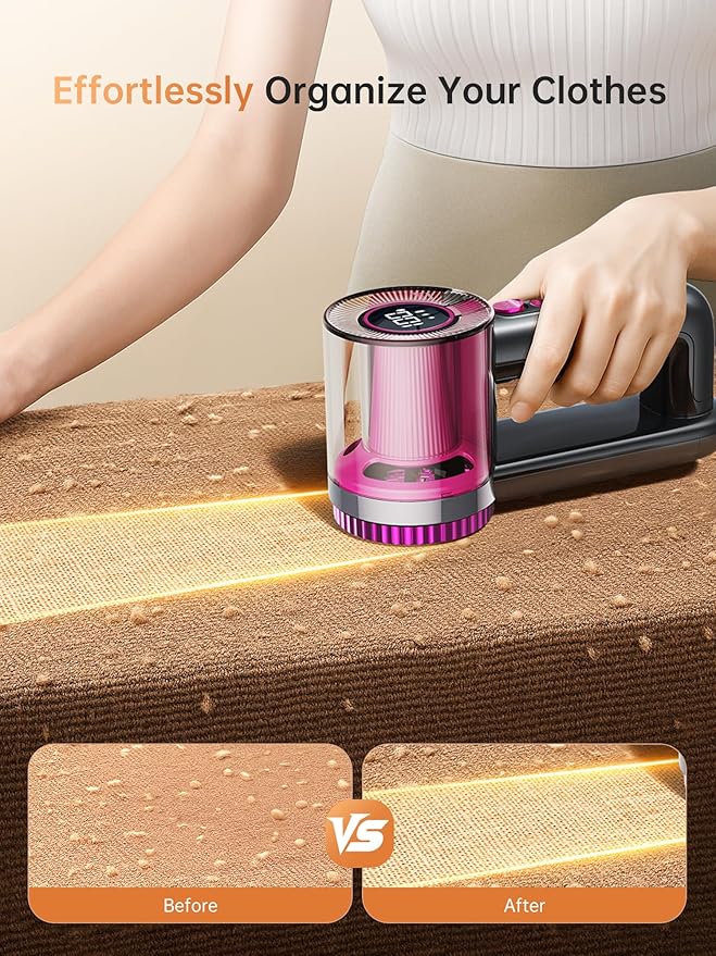 DRFLASH 2-in-1 Fabric Shaver Rechargeable - 3 Speeds Lint Remover with Digital LED Display & Type-C Fast Charging Port, Electric Sweater Defuzzer for Clothes, Furniture, Couch, Blanket