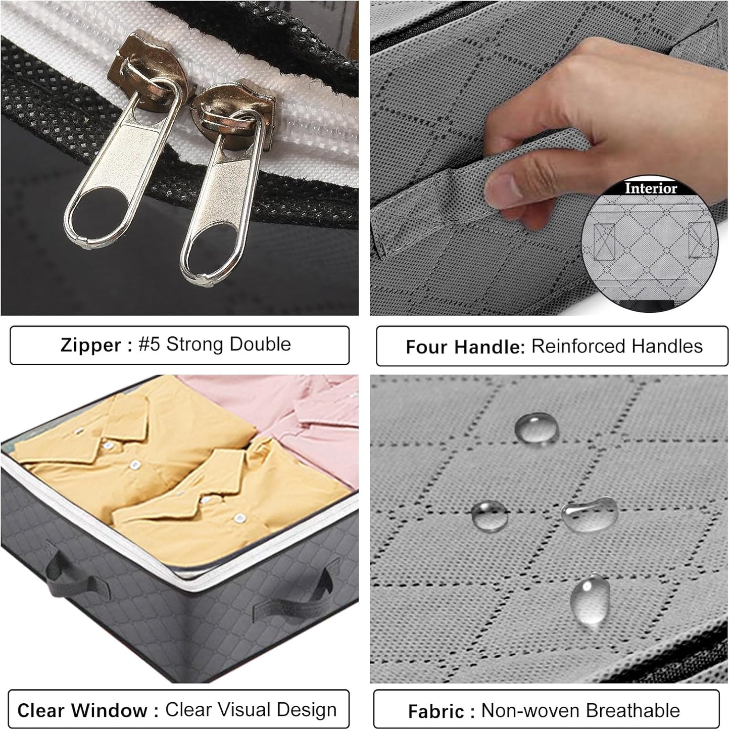 2 Pack Under Bed Storage, 90L Collapsible Closet Containers Organizers and Under Bed Storage Bins, Underbed Storage Bags for Wrapping Paper, Blanket, Towels, Clothes, Comforter, Sweaters, Linen Sheets