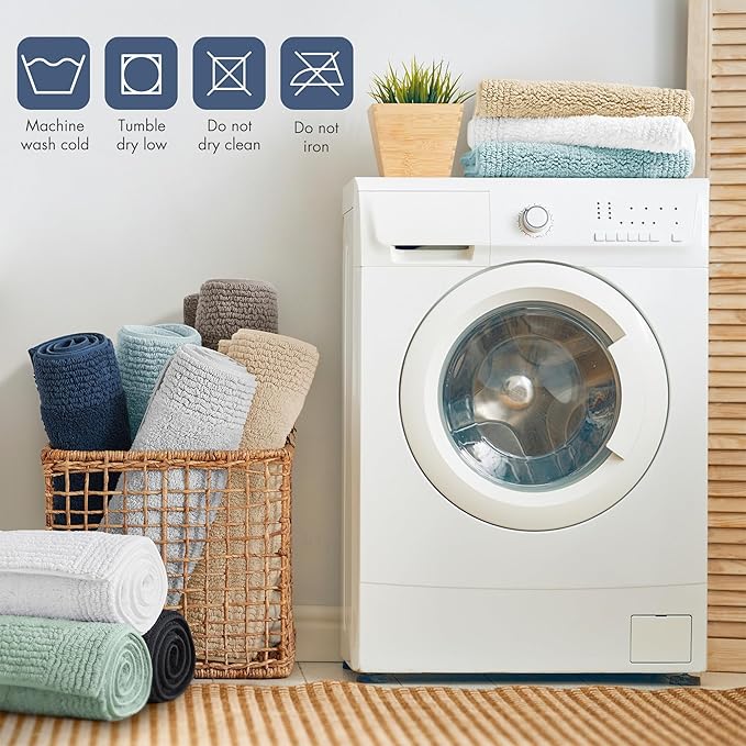 Madison Park Splendor Reversible 100% Cotton Tufted Bathroom Rug-3000 GSM Hotel Quality Luxurious Plush Medium Pile Bath Mat Absorbent, Quick Dry, Shower Room Décor, 20x30 Navy