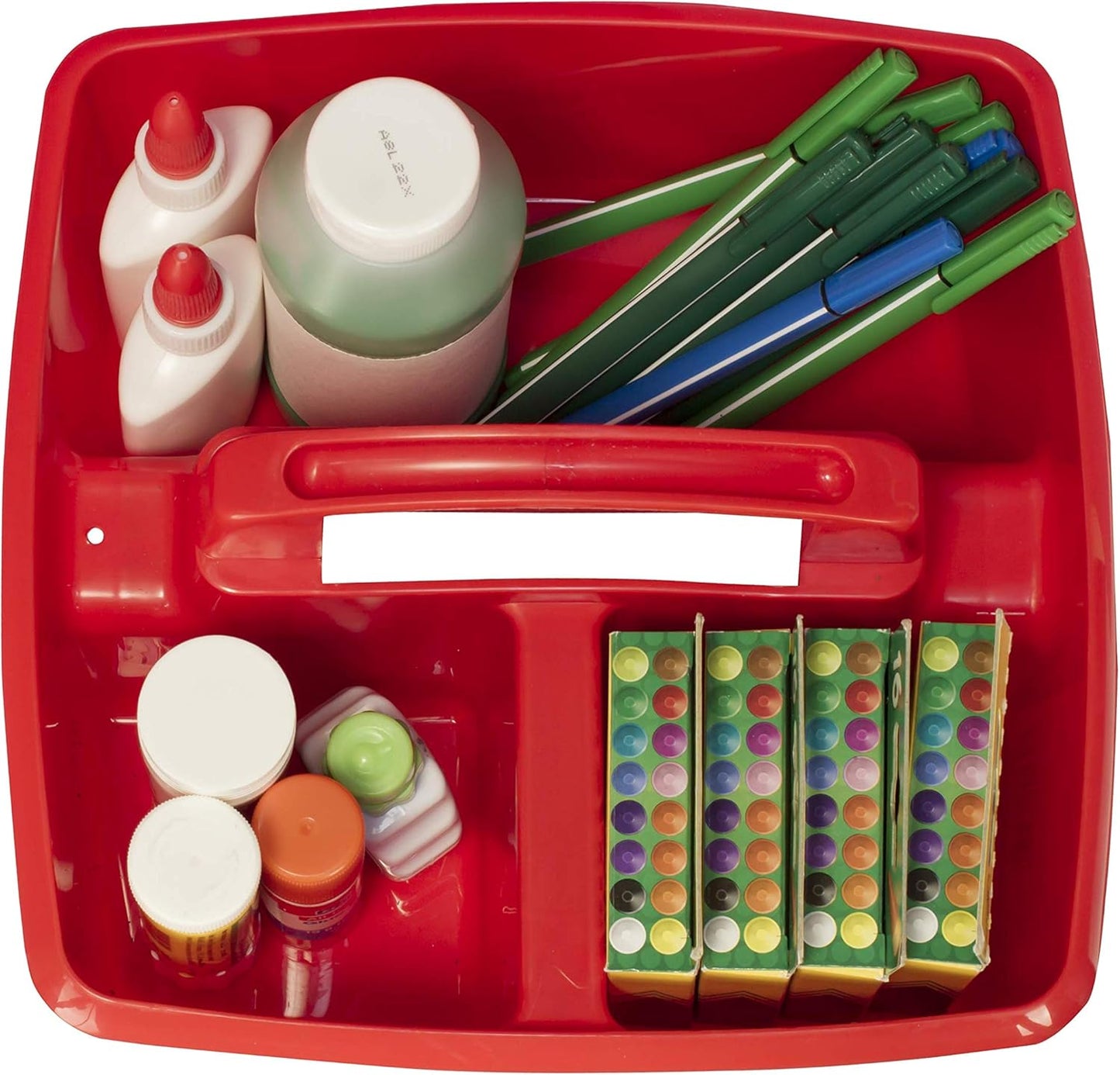 Storex Classroom Caddy, 9.25 x 9.25 x 5.25 Inches, Assorted Colors, Color Assortment Will Vary, Case of 6 (00940U06C), Small Caddy