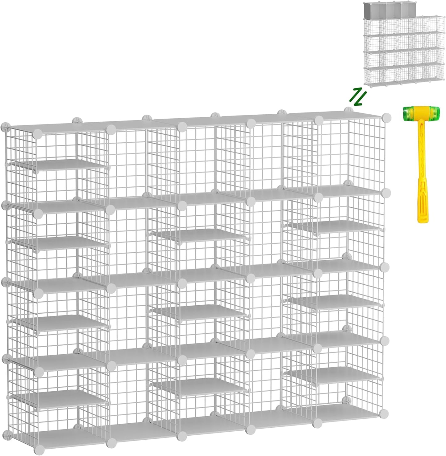 Wire Cube Storage Organizer, 20 Cubes Converted into 23 Cubes, Sturdy Metal Grids Storage Shelf Closet Shelving Units and Storage, Shelves for Bedroom LIvingroom Office