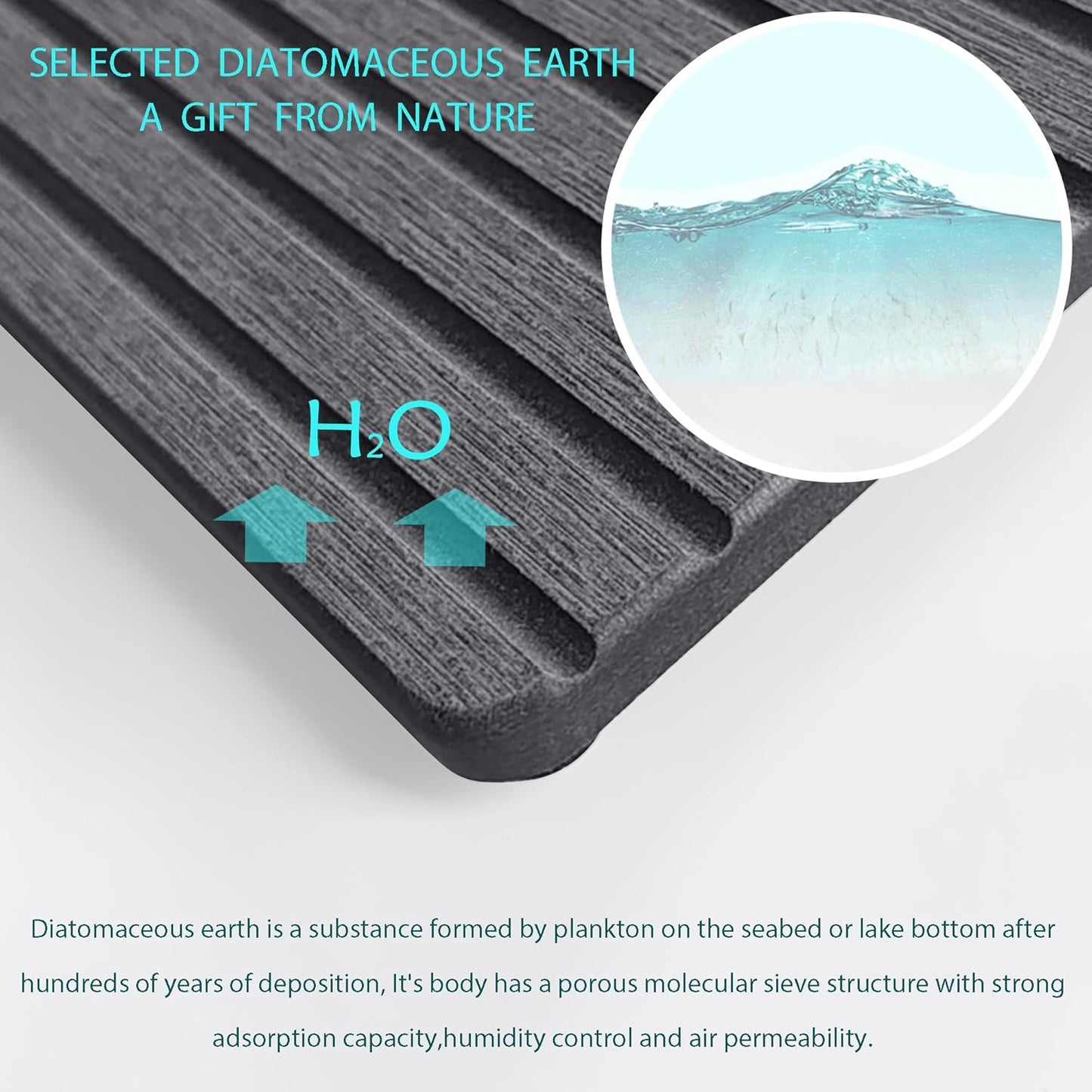 2 PCS Water Absorbent Diatomite Coasters (7.1" x 3.5"), Grooved Design, Water Absorbing Stone Used for Hand Soaps & Plants & toiletries in The Modern Home