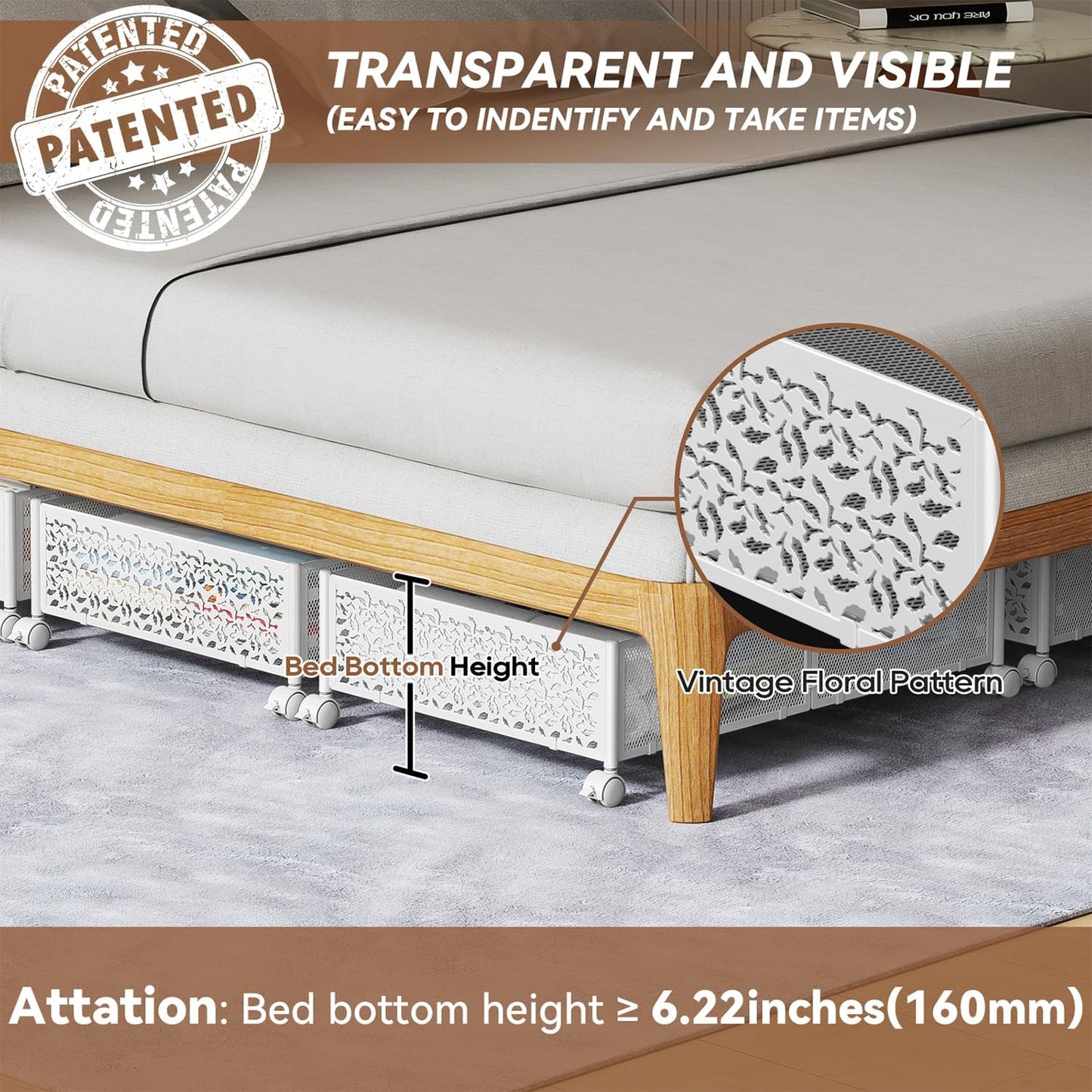 Under Bed Storage, Under the Bed Storage Containers with Wheels, Under Bed Shoe Storage Organizer Drawer for Bedroom Clothes Shoes Blankets -2Pack