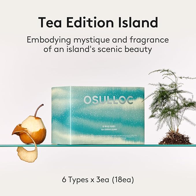 OSULLOC TEA EDITION ISLAND (18 Count, 6 Flavors x 3 ea), Premium Tea Sampler Gift Set, Assorted Variety Handcrafted Pyramid Infuser Bags