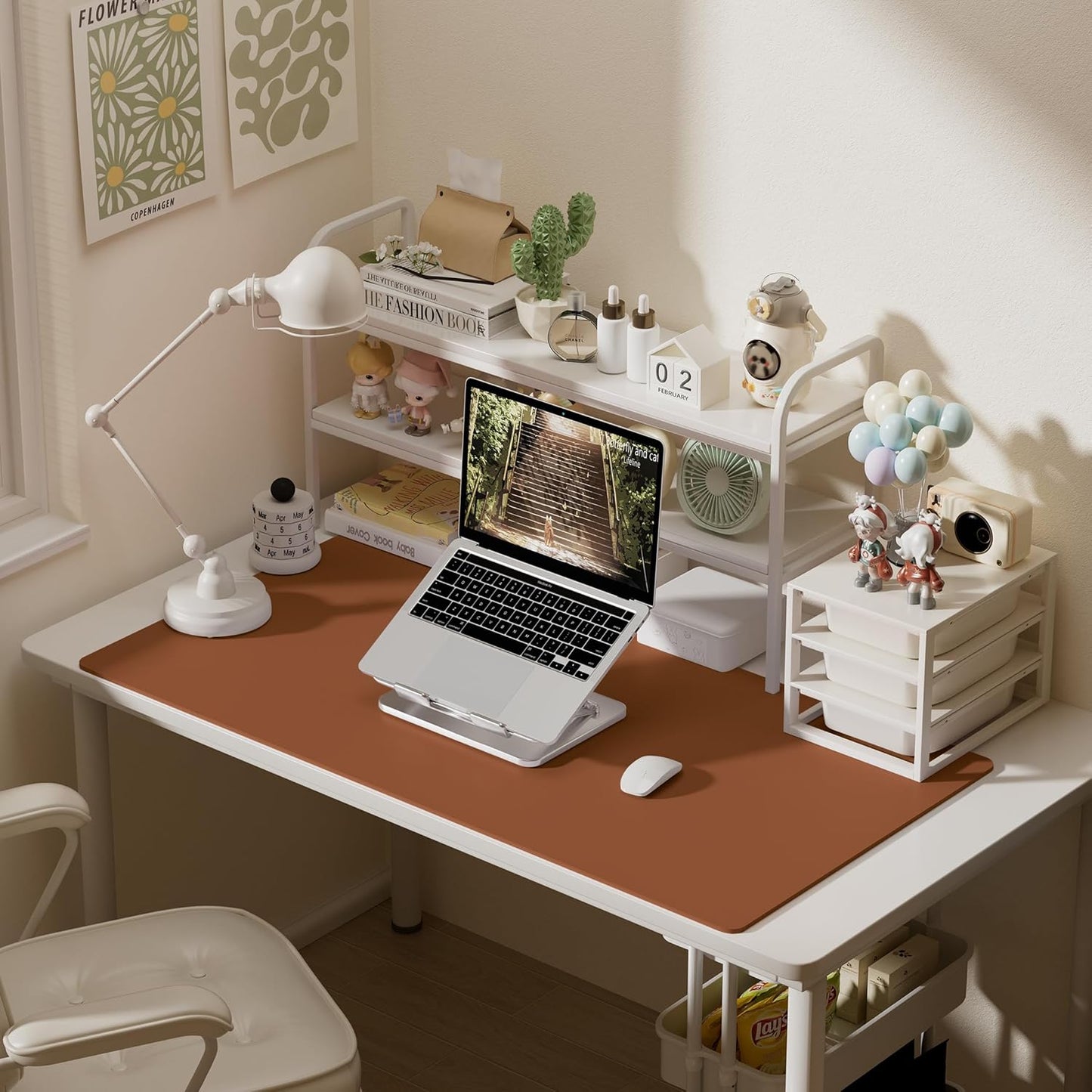 Aothia Leather Desk Pad Protector, Office Desk Mat, Large Mouse Pad, Laptop Desk Pad, Non-Slip PU Leather Desk Blotter, Waterproof Desk Writing Pad for Office and Home (Brown, 47" x 24")