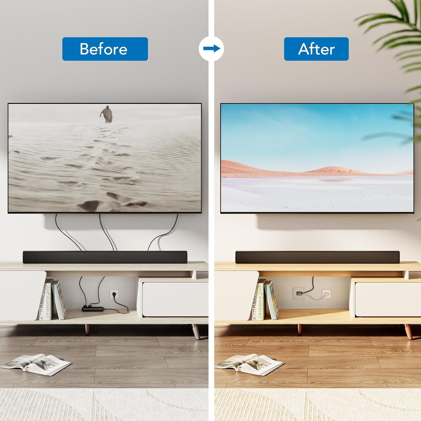 Mount-It! in-Wall TV Cable Concealer Kit with Recessed Power – Triple Outlet, 9ft Cord, and Hand Saw – Easy, Safe Cable Management for Organized TV and Home Theater Setups