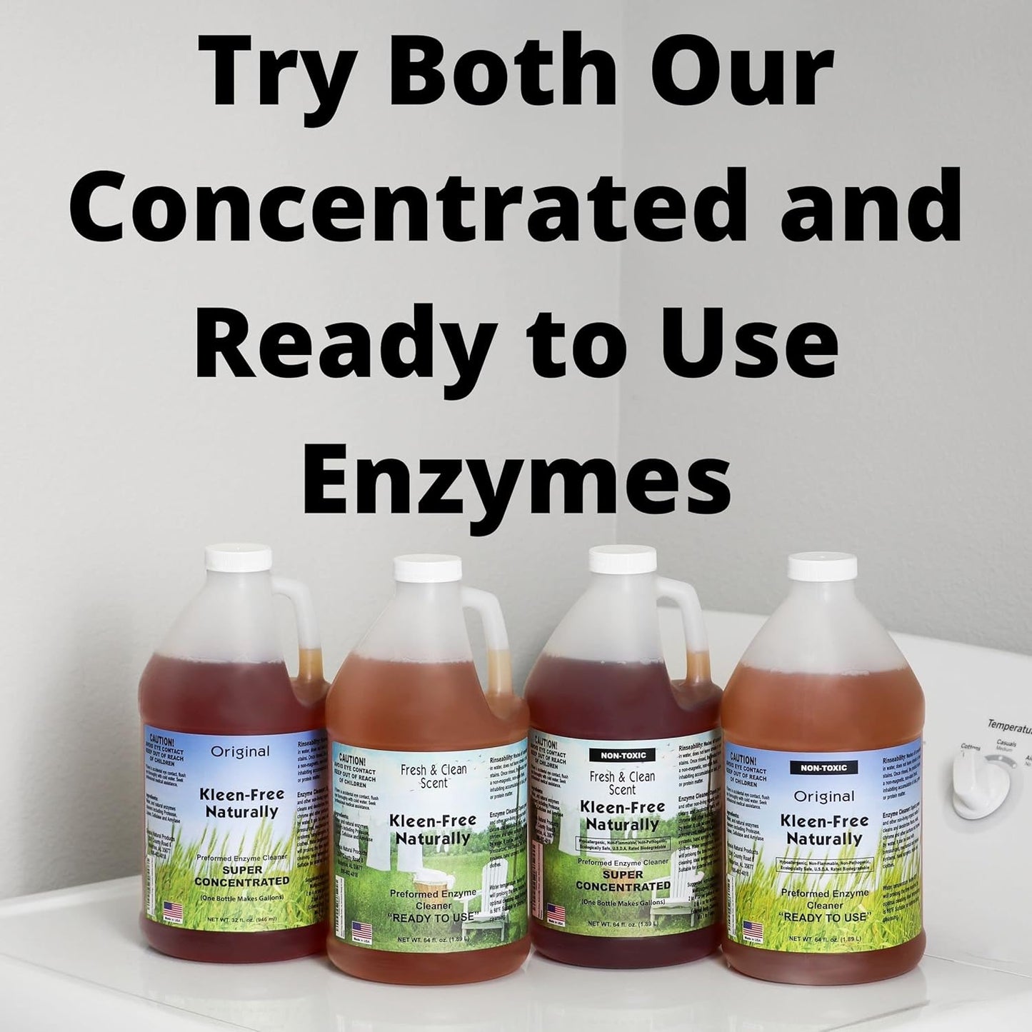 Naturally Preformed Enzyme Cleaner, Enzyme Solution, Multi-Purpose Cleaner, Laundry Additive, and More - Ready-To-Use - Original Scent - 64oz