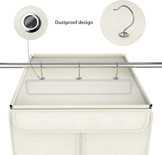 Zilink Large Hanging Garment Bag 54" Garment Bags for Hanging Clothes with Clear Window Space Saving Garment Bags for Storage with Built-in Metal Hanging Rod for Suits, Coats, Dresses