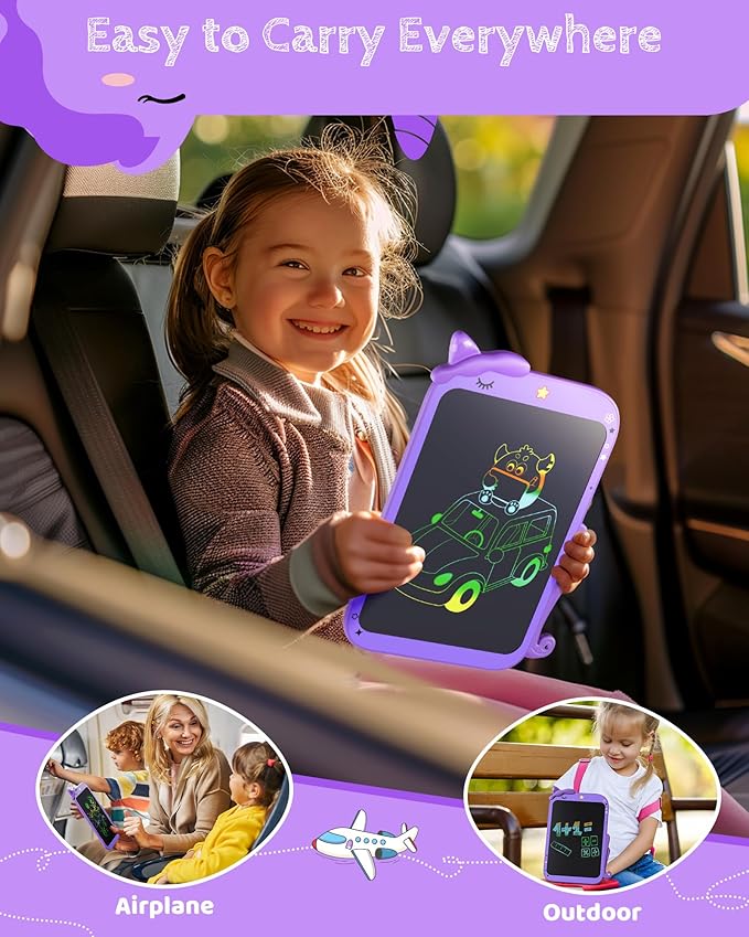 TEKFUN Toddler Boy Toys, LCD Writing Tablet for Kids, Doodle Board Dinosaur Toys, Travel Essentials Toys for 3 4 5 6 7 Year Old Boys Girls, Easter Birthday Christmas Gifts (10inch Purple)