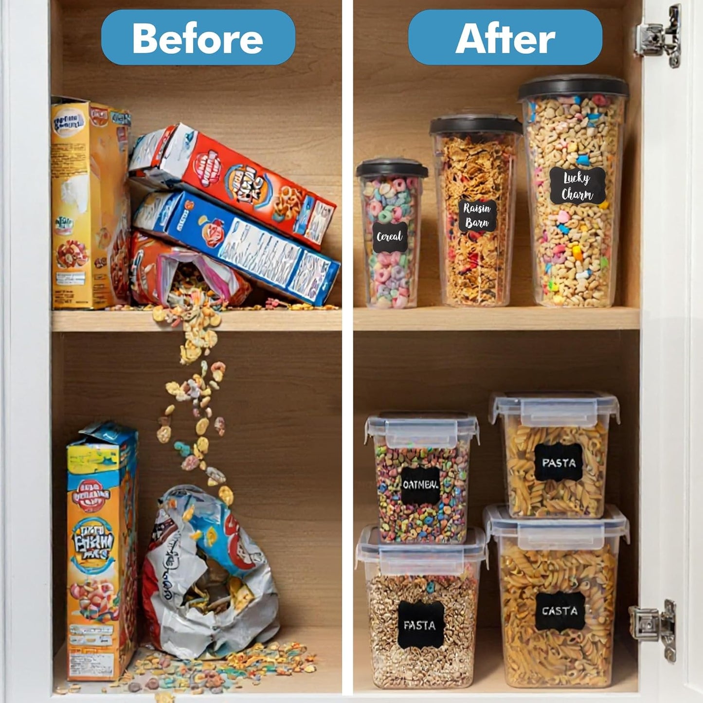 Shazo 3 PC Cereal Container Storage Set (5.2L, 2.8L, 1.2L) - Large Airtight Food Storage Containers with Flip-Top Lids, BPA-Free Plastic Cereal Dispenser for Pantry, Rice, Flour, Sugar & Pasta