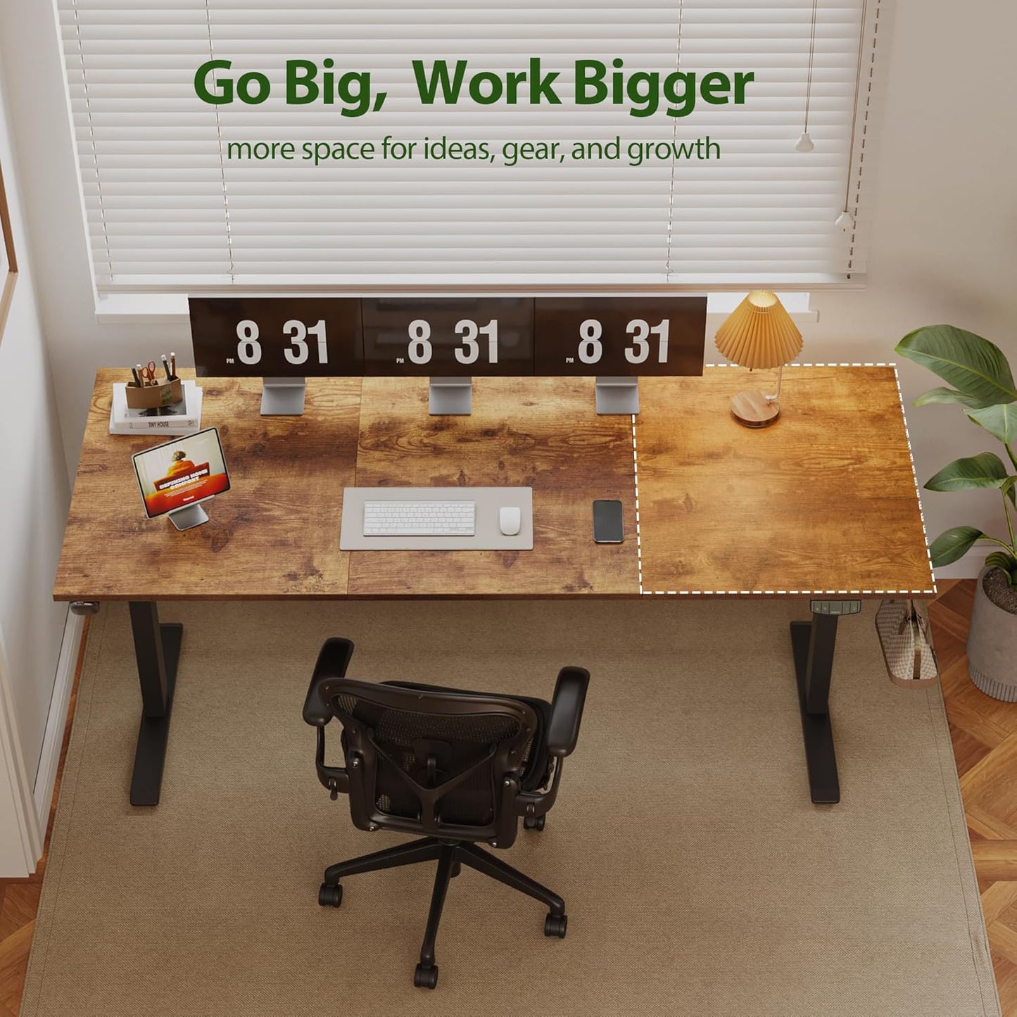 Agilestic Electric Standing Desk, Large 71 x 24 Inches Height Adjustable Desk, Sit Stand Up Workstation for Home Office, Ergonomic Rising Gaming Computer Table with Memory Preset, Rustic Brown