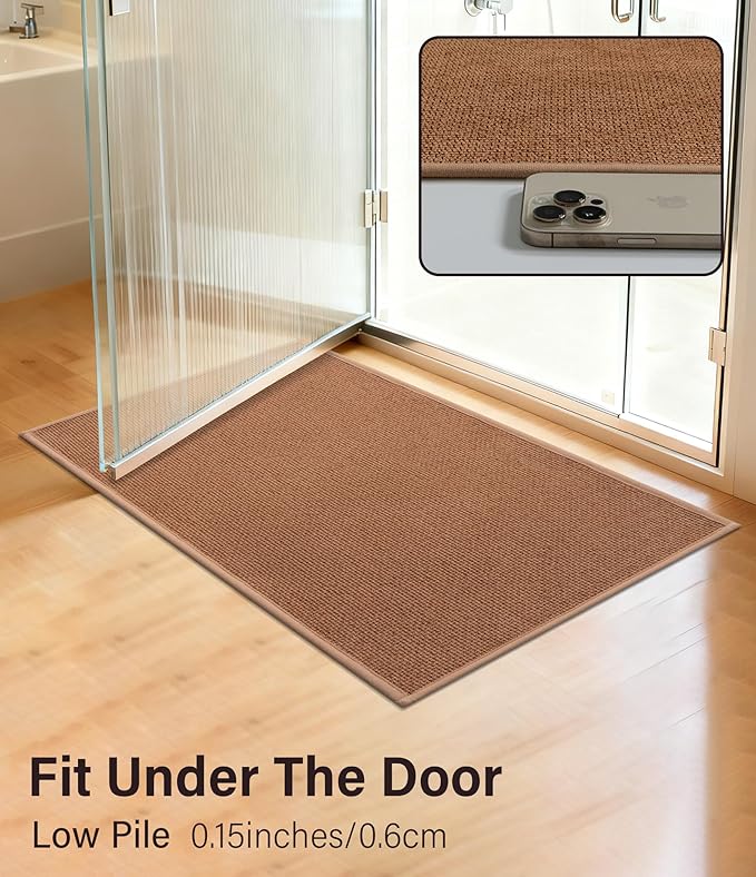 YIHOUSE Bathroom Rugs Mat 16x24, Non Slip Quick Dry Bath Mats for Bathroom Absorbent Ultra Thin Bath Rugs Machine Washable Fit Under Door for Sink, Cabinet, Laundry (Orange, 16"x24")