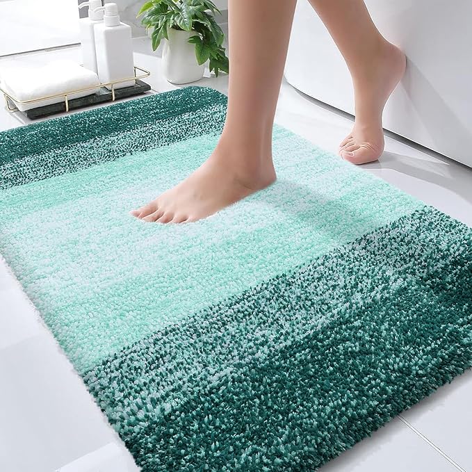 OLANLY Bathroom Rugs Mat 36x24, Extra Soft Absorbent Microfiber Bath Rugs, Rubber Backing, Quick Dry, Washable Bath Mats for Bathroom Floor, Tub and Shower, Home Decor Accessories, Blackish Green