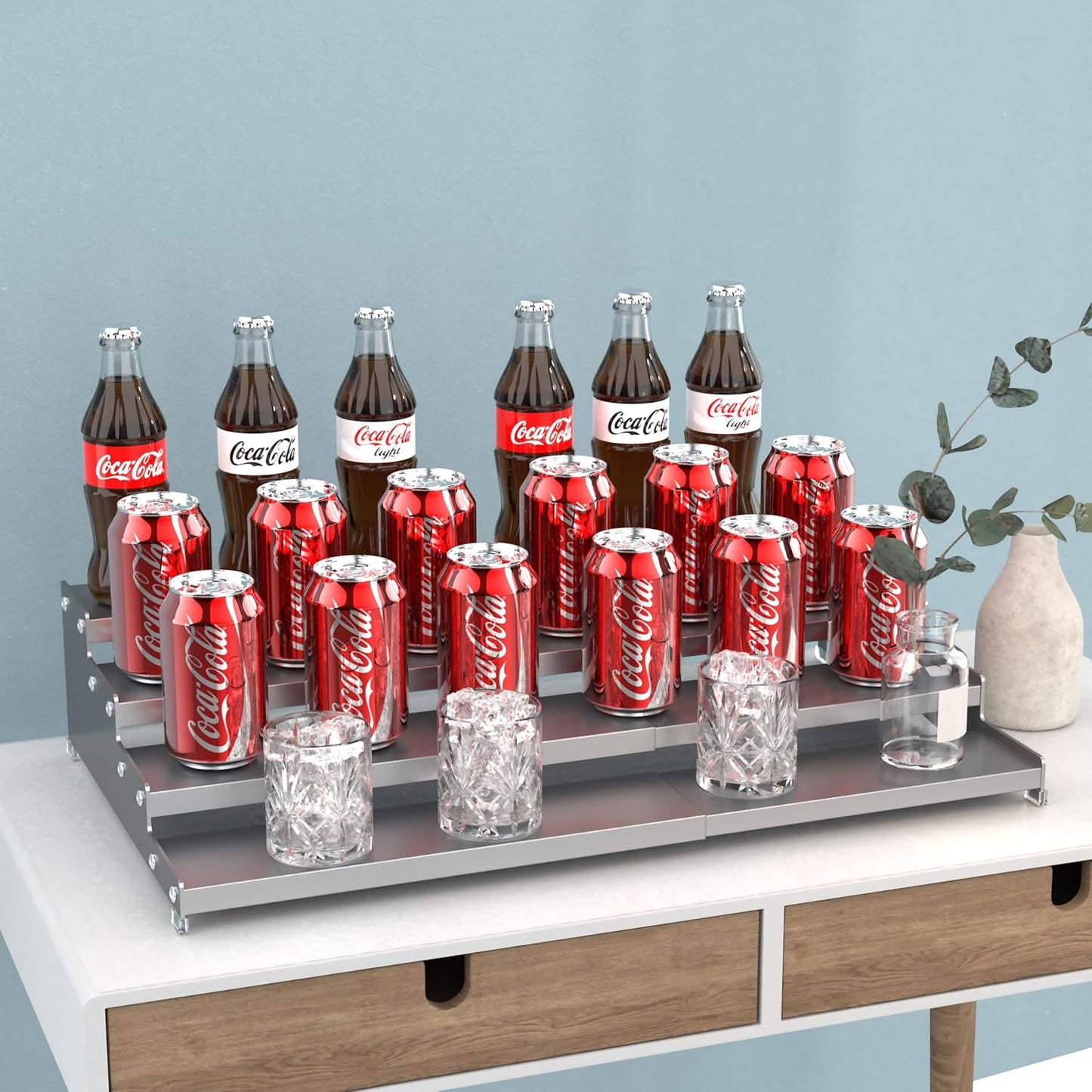 Expandable 4-Tier Step Spice Rack Organizer for Kitchen Cabinet Modern Design and Non Skid Space Saving Storage Shelf for Countertop Cabinets Pantry(2Packs/Gun-Grey)