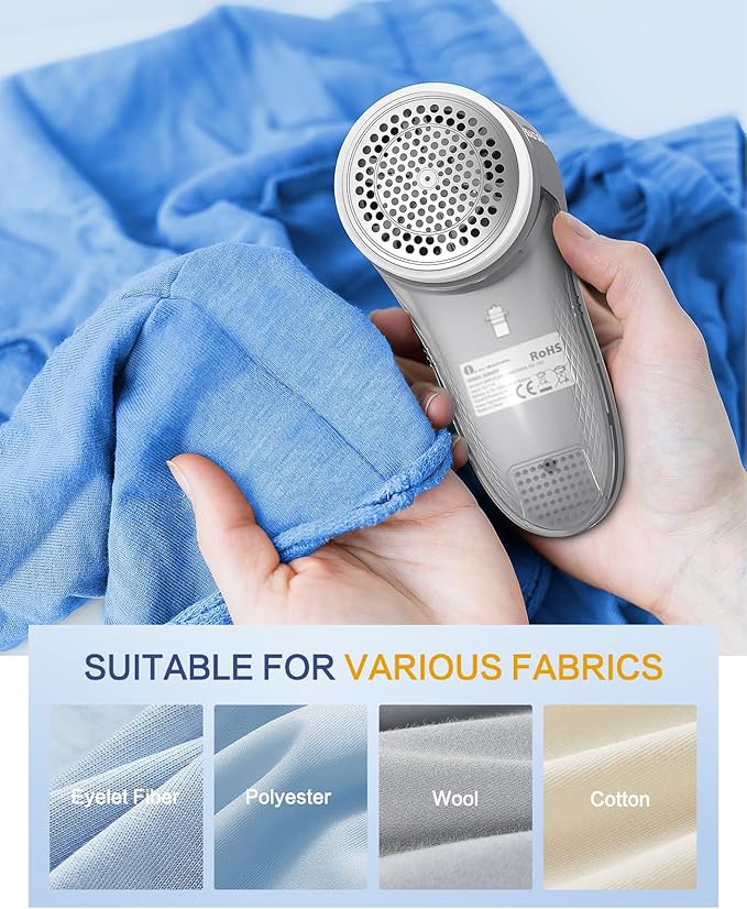 BEAUTURAL Fabric Shaver, Rechargeable Lint Remover for Clothes, Electric Lint Shaver with 6-Leaf Blades, Sweater Shavers to Fuzz, Lint Balls, Pillings, Bobbles for Clothes and Furniture