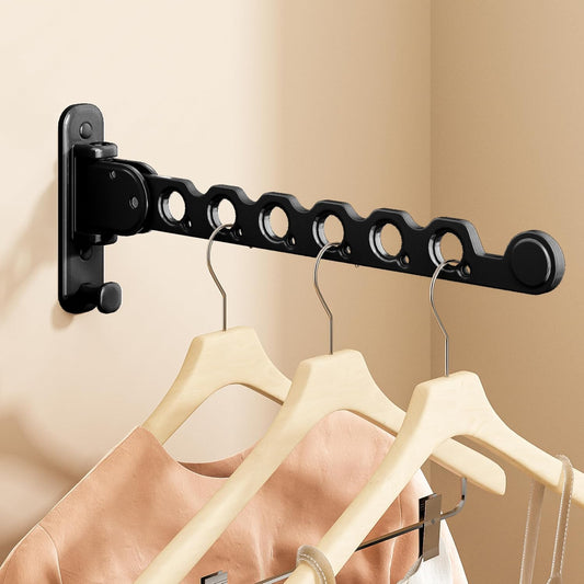 Wall Mounted Clothes Drying Rack, Laundry Clothes Hanger Rack Wall Mounted, Foldable Wall Clothes Rack for Laundry Room, Space Saving Closet Storage Organizer Clothes Hanger Indoor, 1pcs(Black)