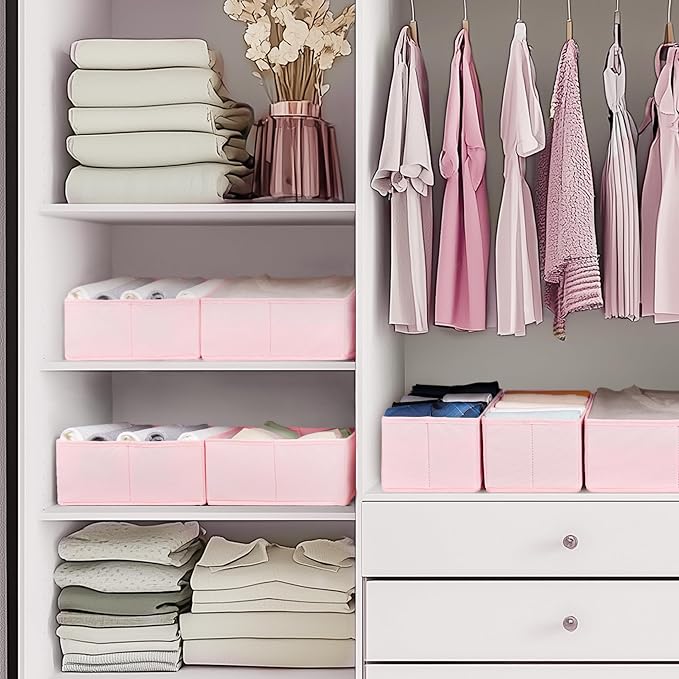 Criusia Drawer Organizer Clothes, 21 Pack Dresser Organizer for Baby Clothes, Underwear, Sock - Foldable Closet Organization and Storage Dividers Bins for Nursery, Bedroom (Pink)