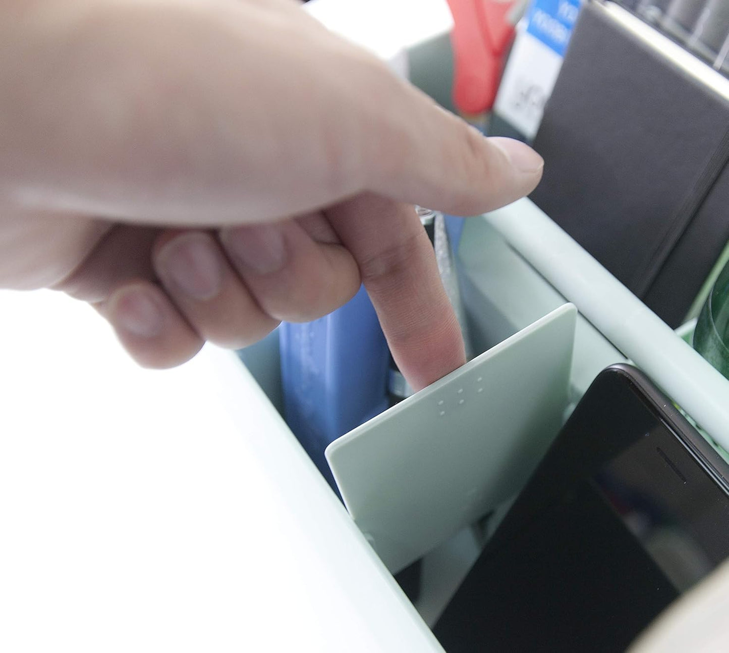 New Plastic Portable Makeup Organizer Caddy Tote Divided Basket Bin with Handle, for Bathroom Storage - Holds Blush Makeup Brushes, Eyeshadow Palette, Lipstick - Extra Large Made In USA (Mint)